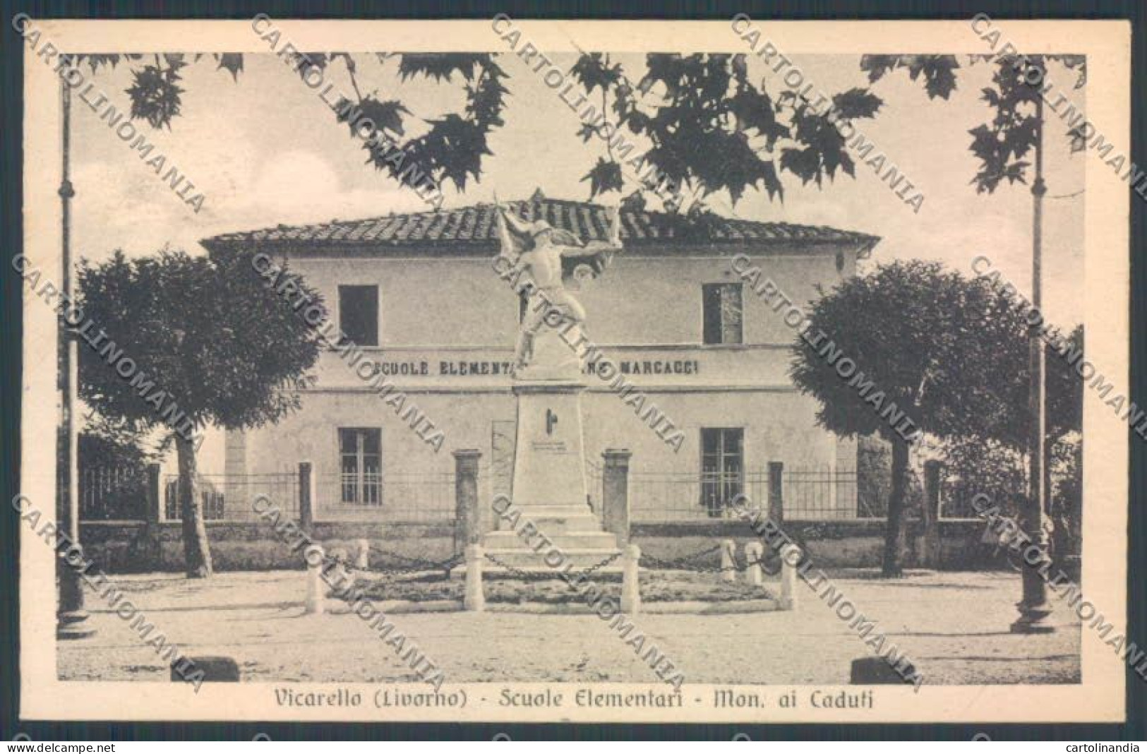 Livorno Vicarello Scuole Elementari Monumento Ai Caduti Cartolina ZB5436 - Livorno