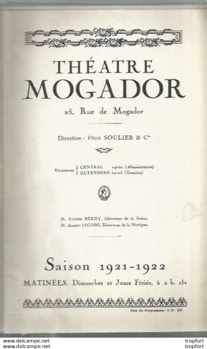 CF / Vintage Old Theater Program Cover ICARE / Programme Théâtre MOGADOR Couverture Louis ICARE - Programas