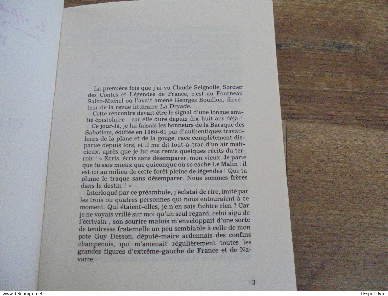 A PROPOS DE CLAUDE SEIGNOLLE ET LES AUTRES Willy Lassance Petite Dryade Régionalisme Ardenne - Bélgica