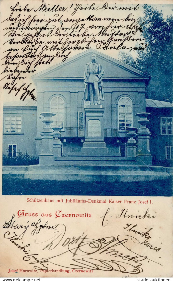 Tschernowitz Schützenhaus Jubiläums-Denkmal Kaiser Franz Josef I. 1901 II (Stauchung) - Ukraine
