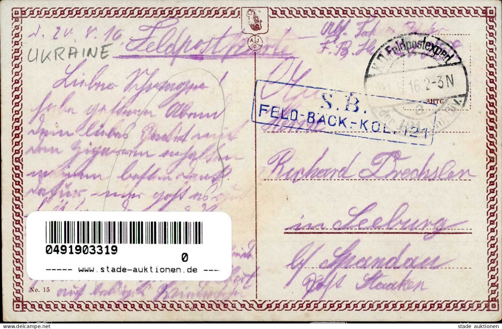 Kowel (Russland) Apotheke 1916 II (kleine Stauchung) - Oekraïne