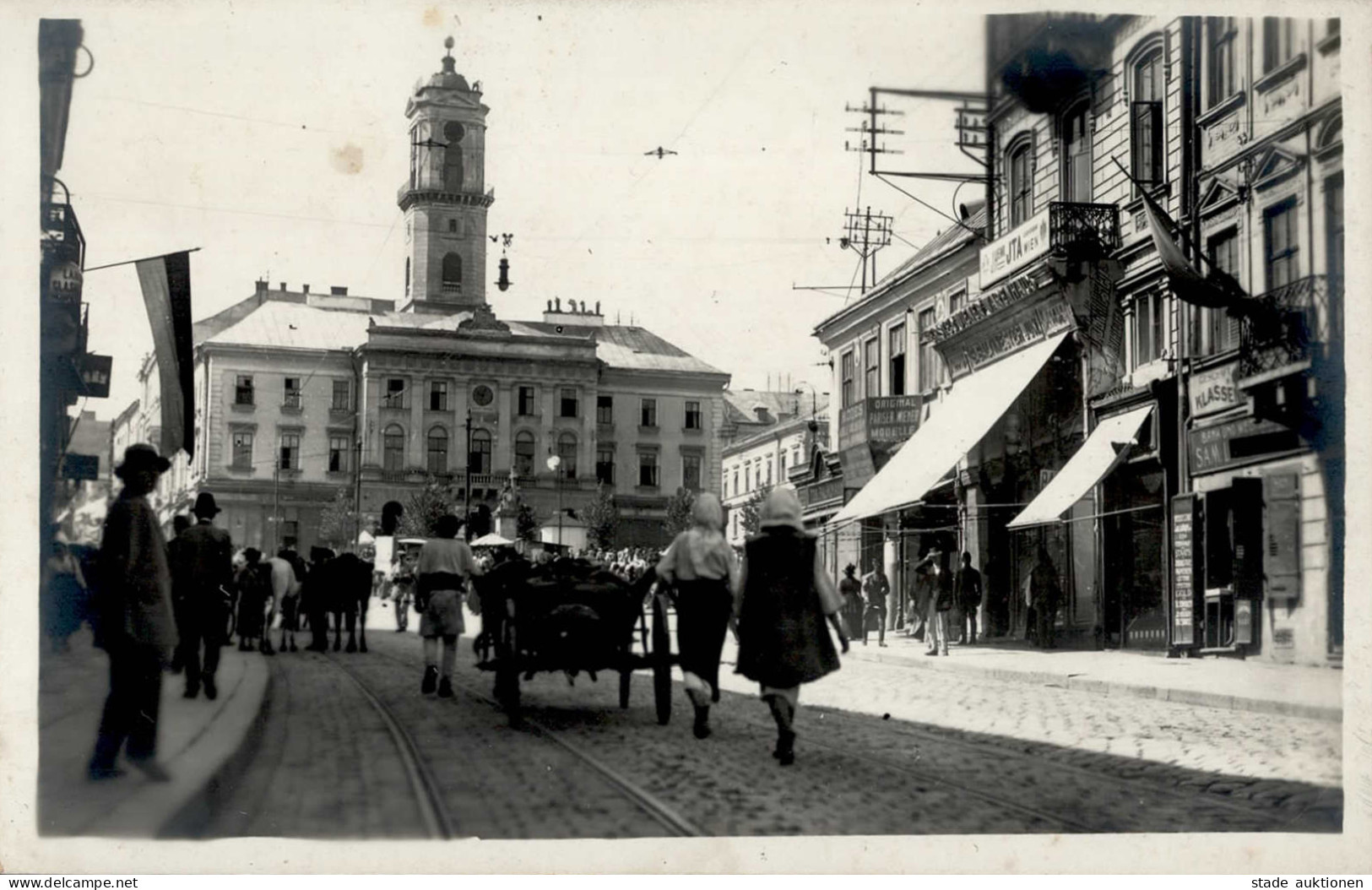 Tschernowitz Partie Am Rathaus 1917 Foto-Ak I-II (Eckbug) - Ukraine
