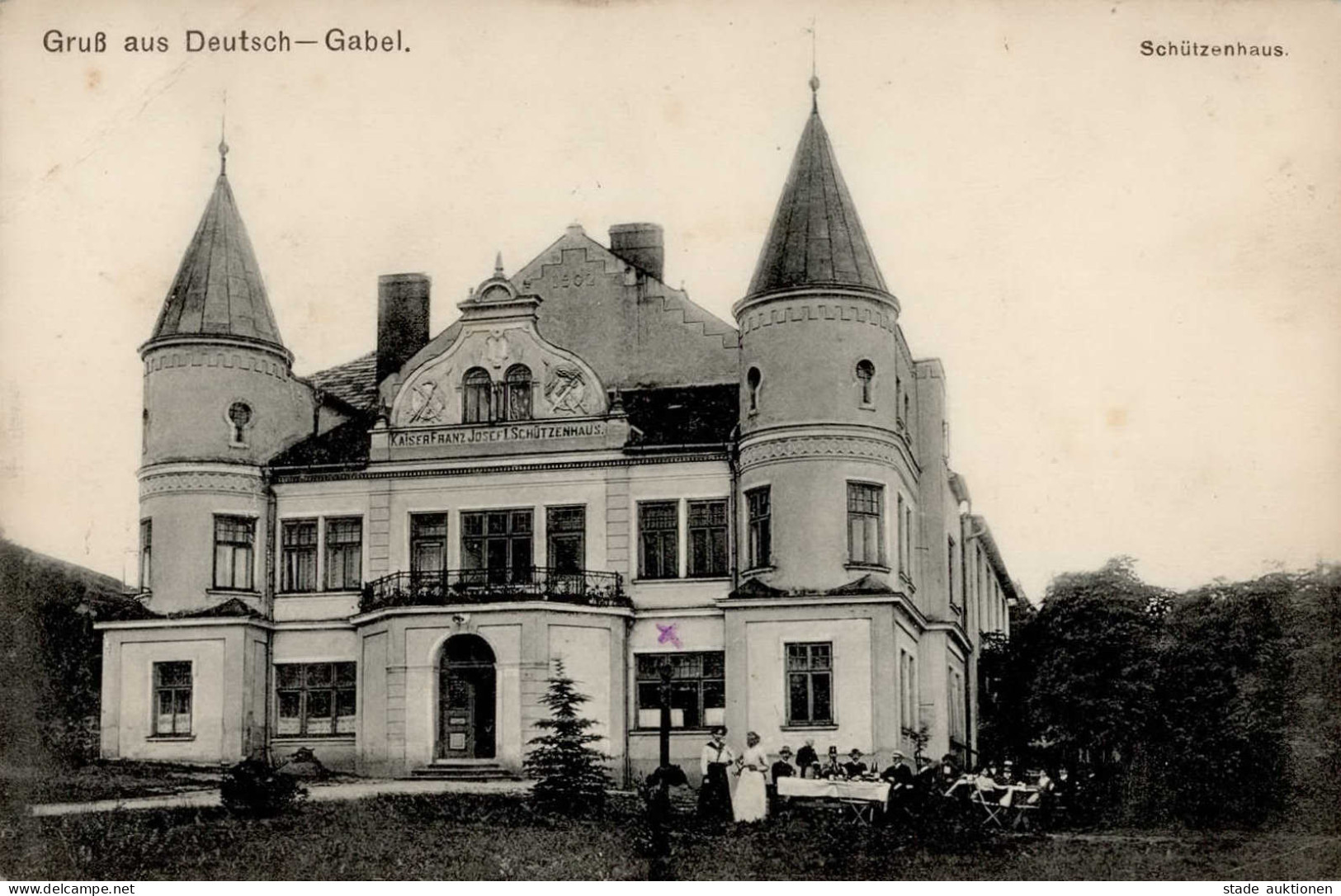 Deutsch Gabel Schützenhaus Kaiser Franz Josef II- (Eckbug, Fleckig) - Tchéquie