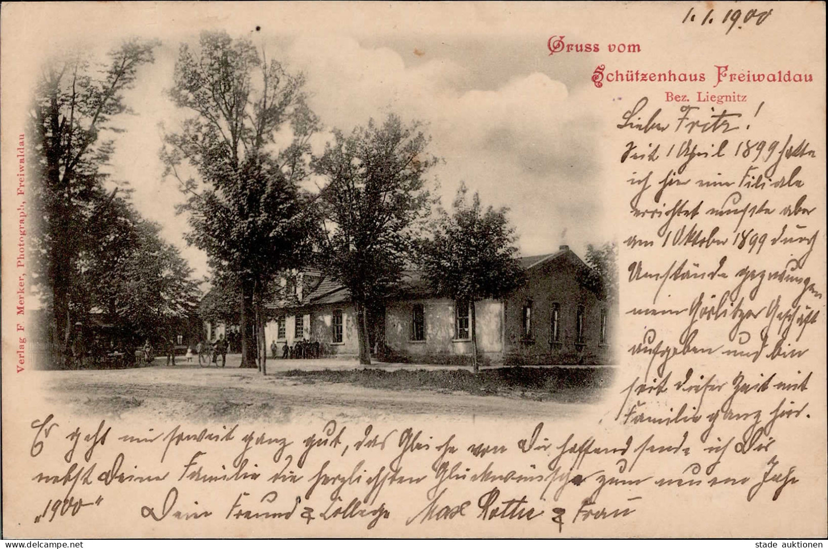 Freiwaldau Schützenhaus 1900 II (Marke Entfernt, Stauchungen, Fleckig) - Tsjechië