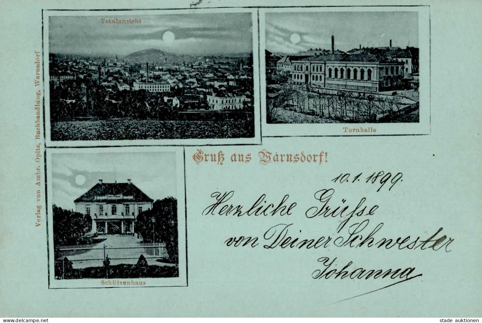 Warnsdorf Mondschein-Karte Schützenhaus 1899 I- - Tschechische Republik