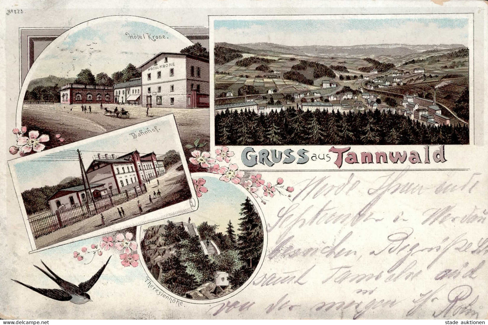 Tannwald Vorläufer 1896 Hotel Krone Bahnhof II (Ecken Abgestoßen) - Repubblica Ceca