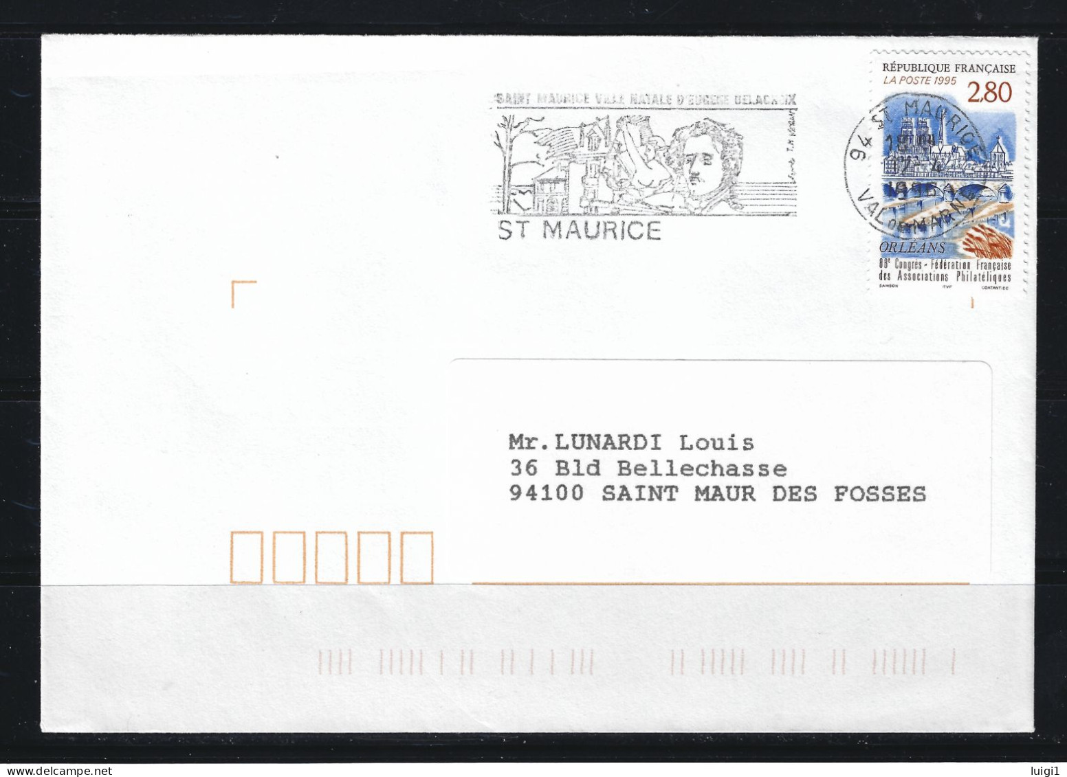 FRANCE 1995 - Y&T N°2953 - 2 F.80 Sur Lettre. Oblitération Du 17-4-1996. 94 ST MAURICE .Val De Marne. - Storia Postale