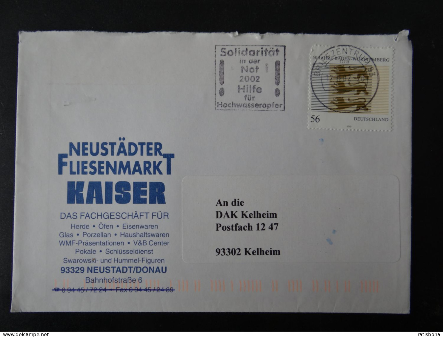 Briefzentrum 93 - Hilfe Für Hochwasseropfer 2002 - Werbestempel 2002 - Franking Machines (EMA)