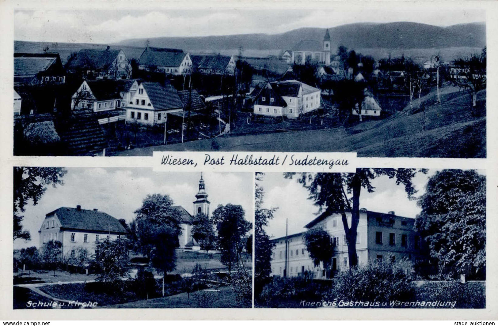 Wiesen Bei Halbstadt Schule Gasthaus Und Warenhandlung Knerich I - Tchéquie