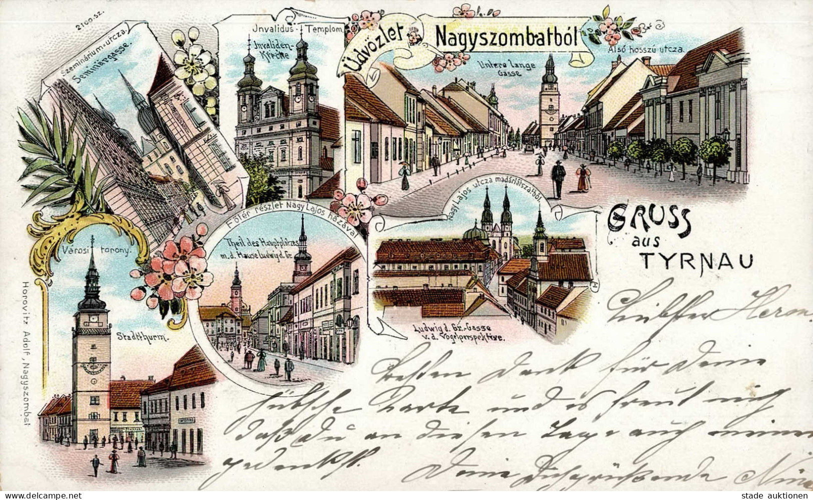 Trnava (Slovakei) Seminargasse Invaliden Kirche Stadtthurm Untere Lange Gasse 1898 I-II (Randmangel) - Slowakei