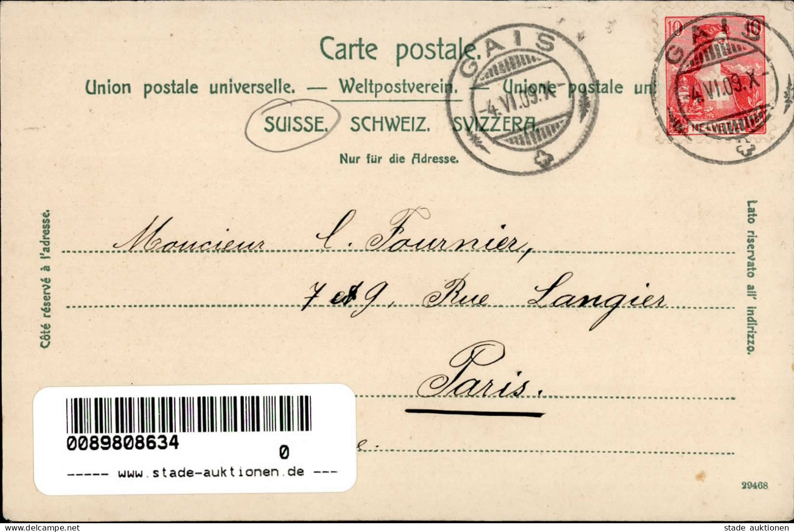 Gais (Appenzell Ausserrhoden) 1909 I- - Other & Unclassified