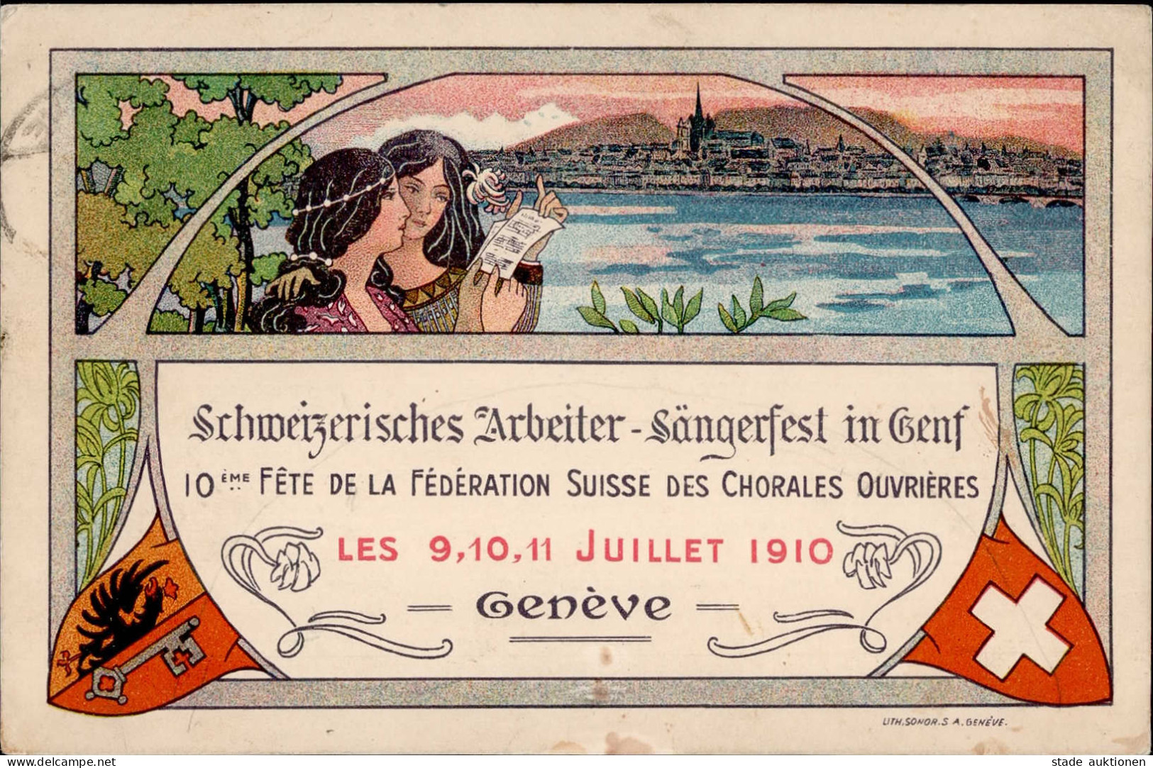 Genève (Genf) Schweizerisches Arbeiter-Sängerfest 9. Bis 11. Juli 1910 I - Other & Unclassified