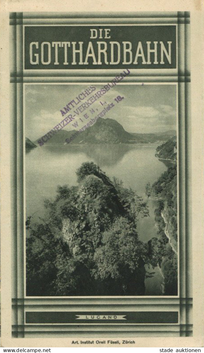 Lugano (Tessin) Faltplan Die Gotthardbahn 1927 Vom Publizitätsdienst Der Schweiz. Bundesbahnen Bern, 20x70 Cm II - Andere & Zonder Classificatie