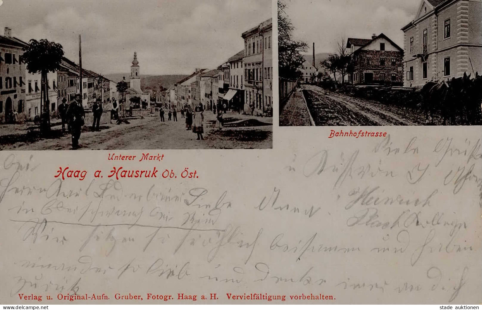 Haag Am Hausruck (Österreich) Unterer Markt Bahnhofstrasse 1904 II (Stauchungen, Fleckig) - Other & Unclassified