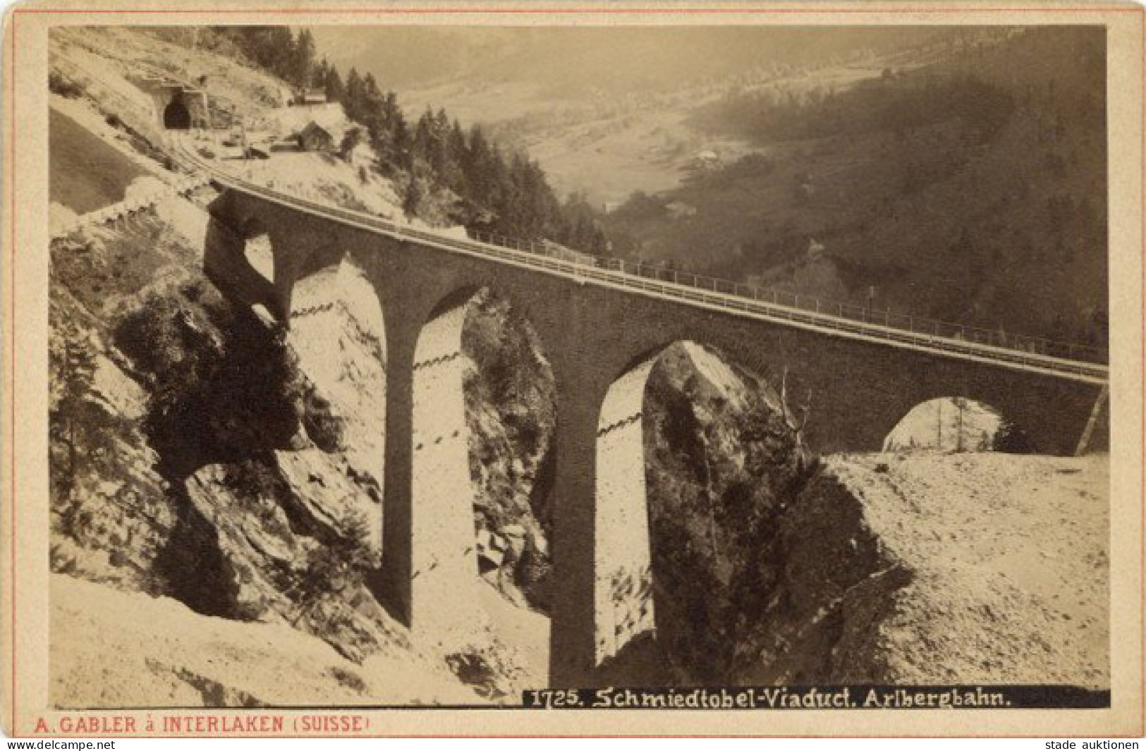 Arlbergbahn (Österreich) Kabinettfoto Schmiedtobel-Viadukt Fotograph Gabler Interlaken - Autres & Non Classés