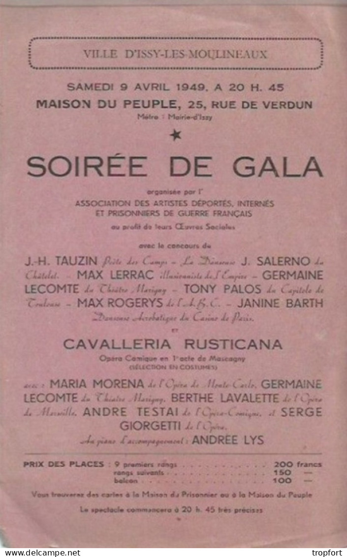 CD / Vintage / Old Theater Program // Rare Affichette Programme Théâtre ISSY-LES-MOULINEAUX Gala 1949 - Programmi