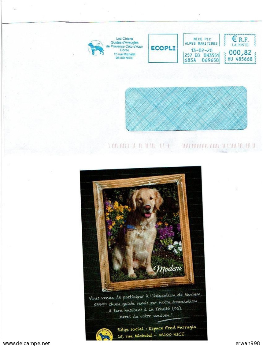 06 NICE EMA "Chiens D'aveugles De PACA" Et Carte Pour 589ème Chien Guide  1158 - Dogs