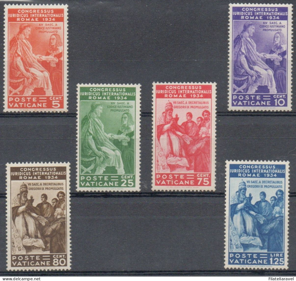 Vaticano - 1935 - "Giuridico", Serie Completa, 6 Valori, Traccia Di Linguella, Catalogo 41/46 - Unused Stamps