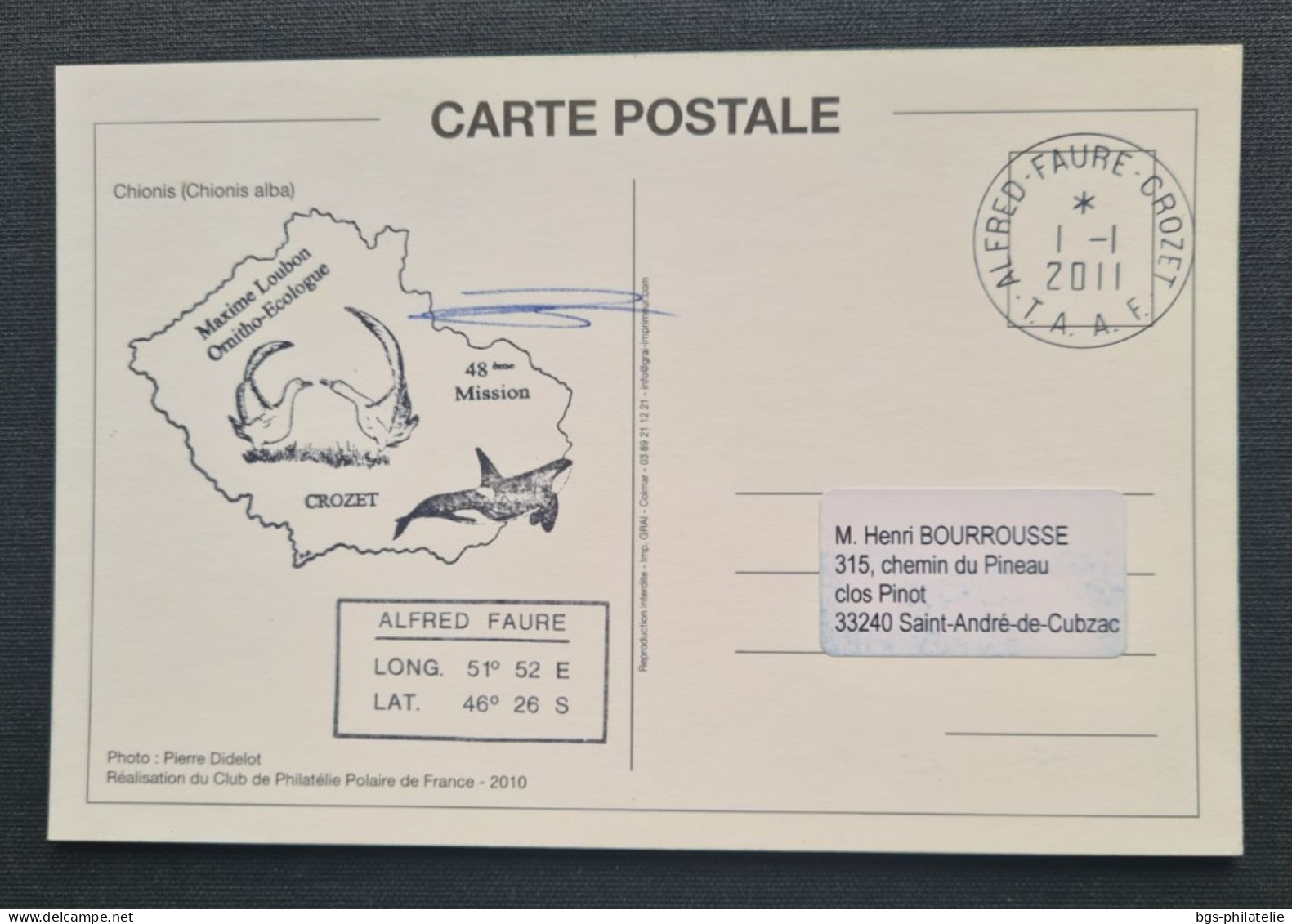 TAAF, Timbre Numéro 582 Oblitéré  De CROZET  Le 1/1/2011. - Storia Postale