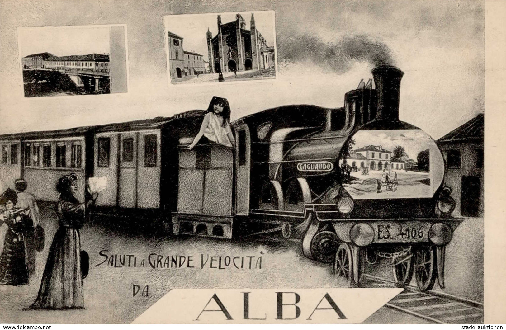 Alba (Italien) Eisenbahn Gagliaudo Künstlerkarte Grande Velocita I-II (fleckig) Chemin De Fer - Sonstige & Ohne Zuordnung