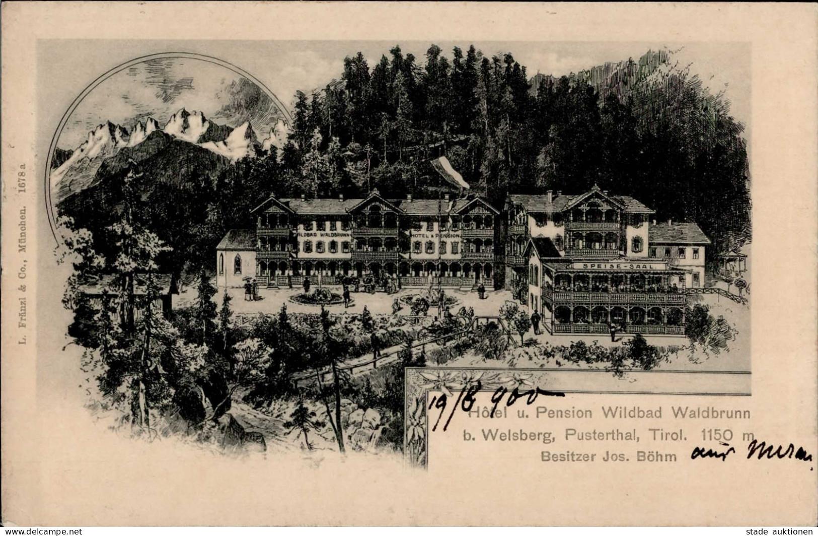 Welsberg (Italien) Hotel Pension Wildbad Waldbrunn Jos. Böhm 1900 I-II - Sonstige & Ohne Zuordnung