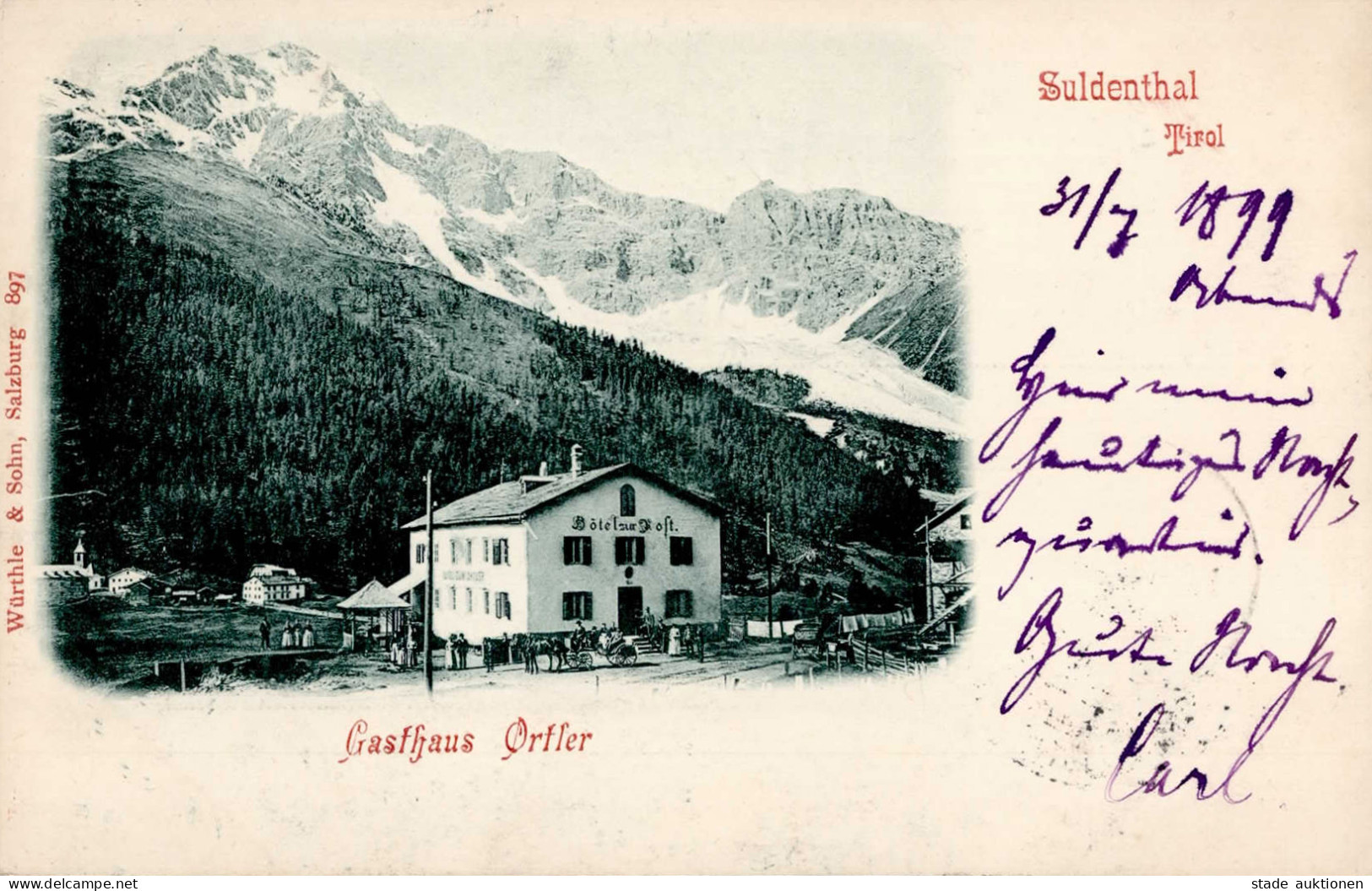 Tirol (Italien) Suldenthal Gasthaus Ortler 1899 I-II - Other & Unclassified