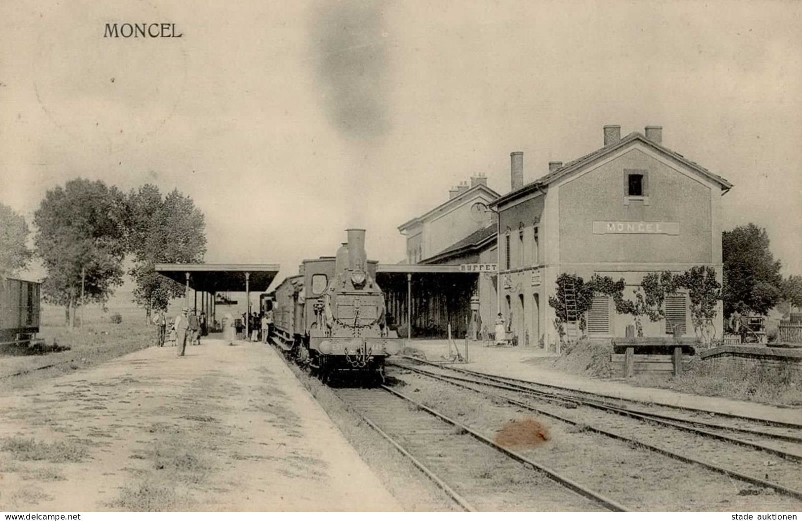 Moncel-sur-Seille (Frankreich) Bahnhof Eisenbahn Dampflok 1915 I-II (fleckig) Chemin De Fer - Autres & Non Classés