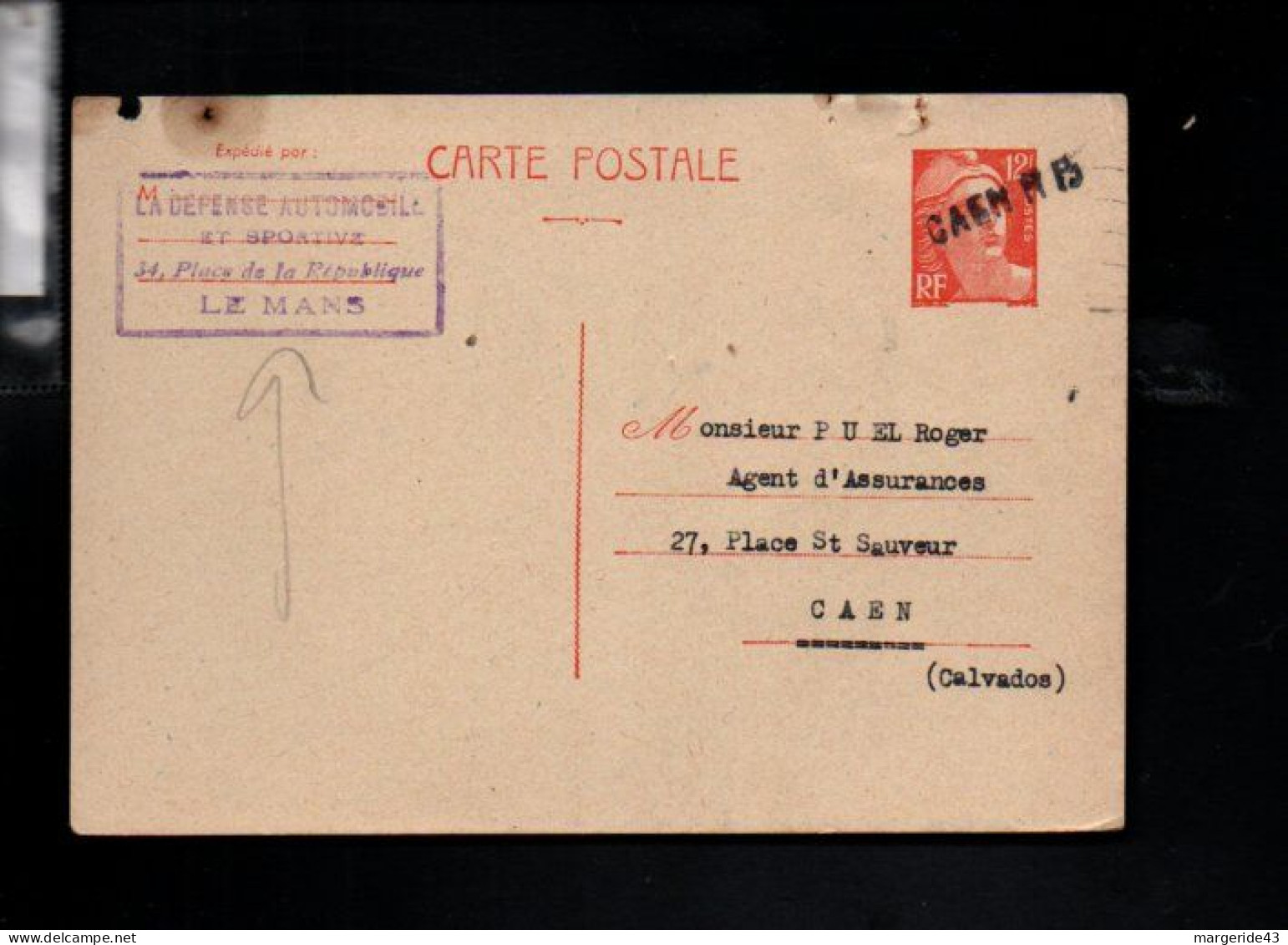 GRIFFE D'ANNULATION DE CAEN R P - Manual Postmarks