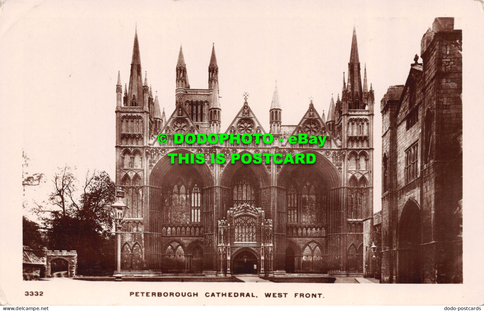 R505100 Peterborough Cathedral. West Front. W. H. S. Kingsway Real Photo Series - Monde