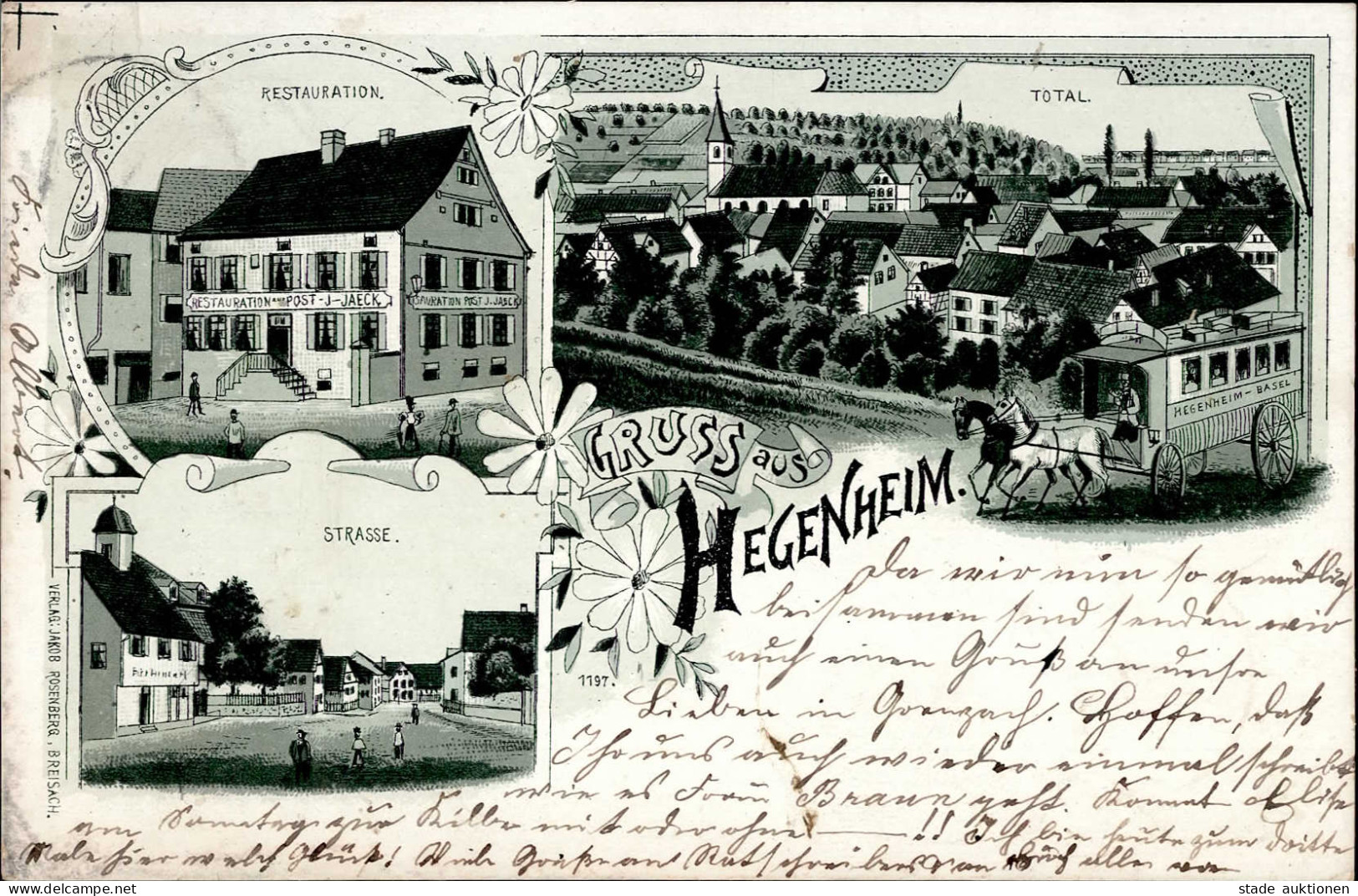 Hégenheim (Elsass) Gasthaus Post J. Jaeck 1900 I-II (fleckig) - Other & Unclassified