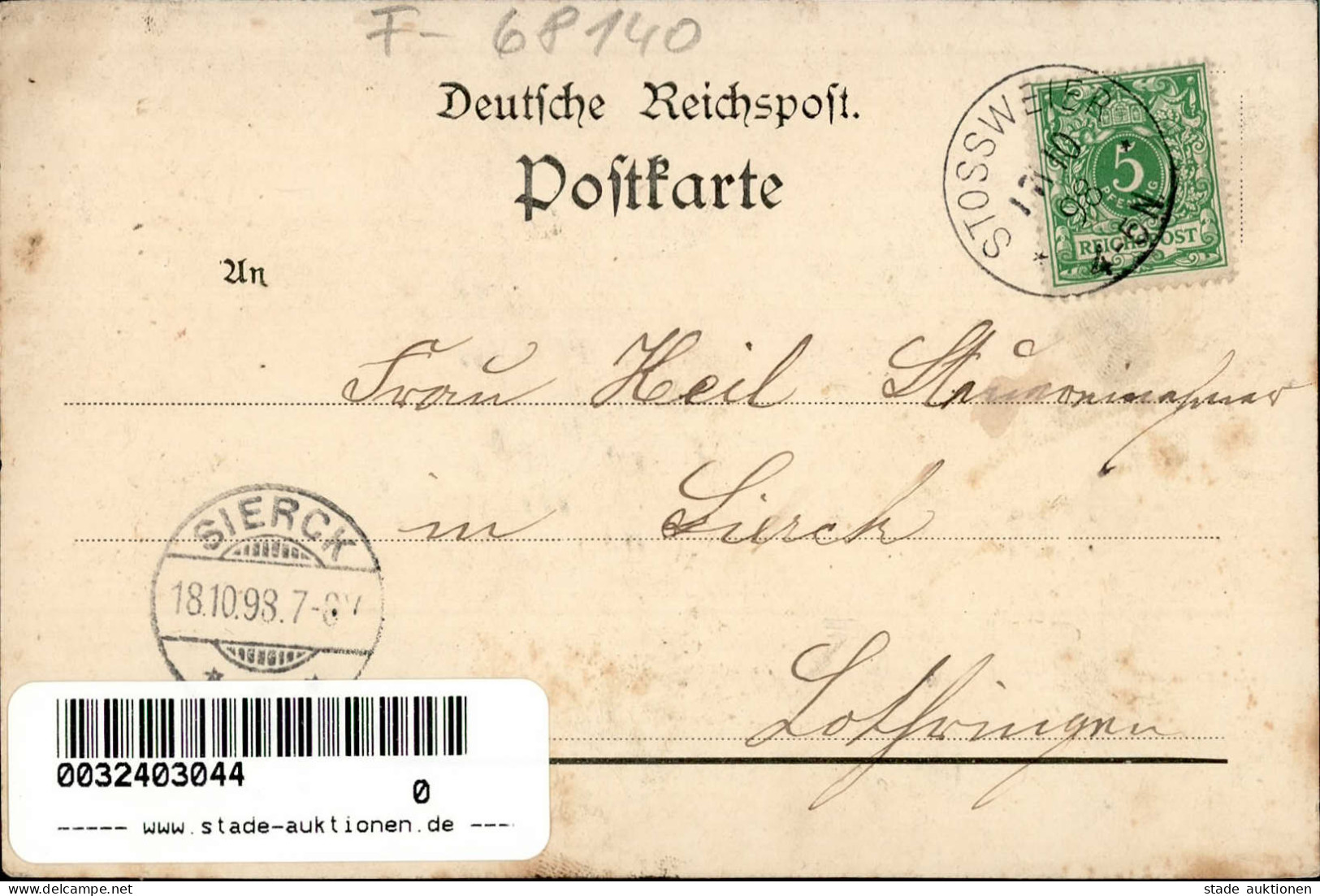 Stoßweier (Elsass) Hittelbach Katzenstein Trachten 1898 I-II (fleckig) - Other & Unclassified