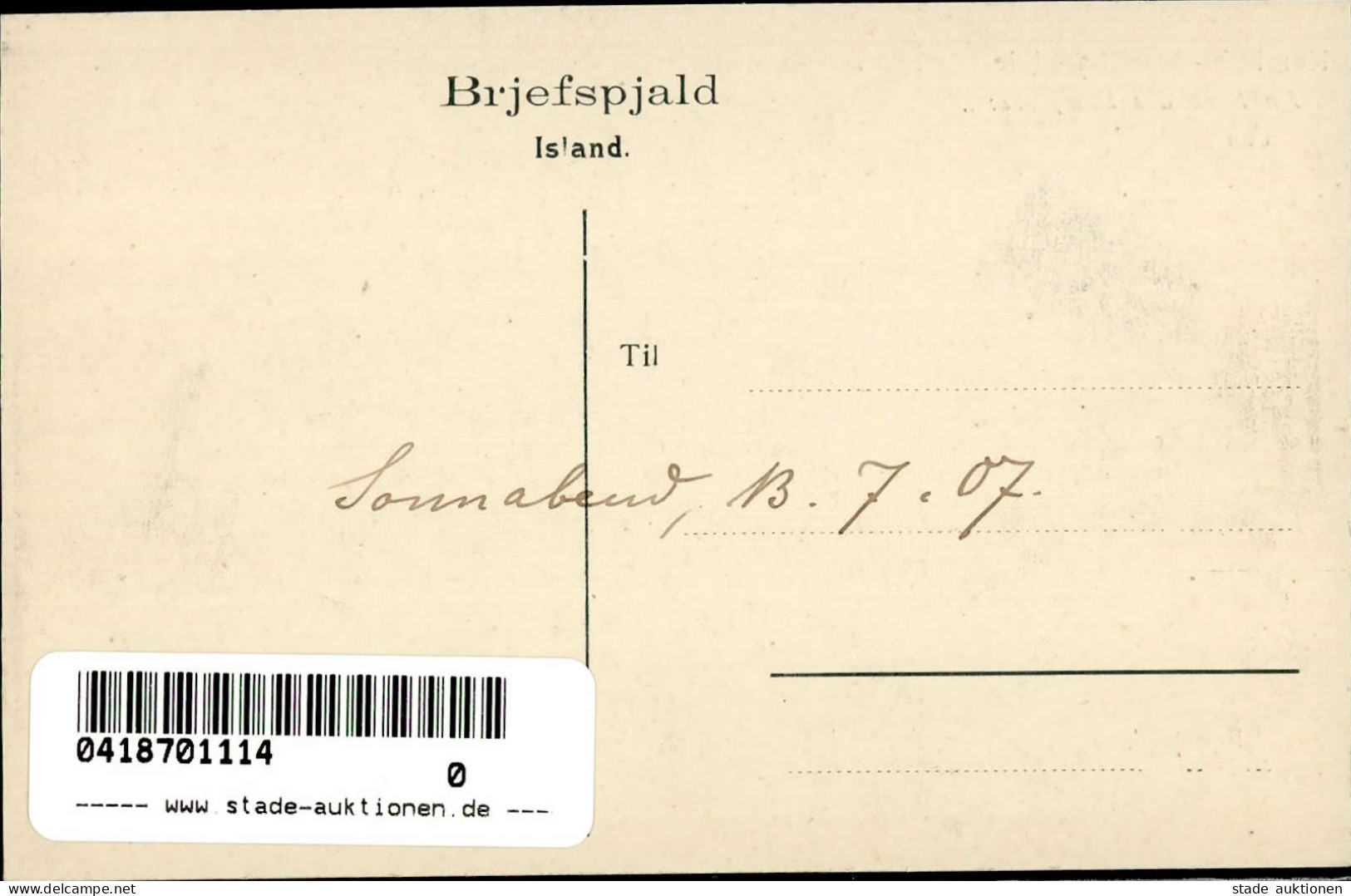 Reykjavik (Island) An Bord Eines Dampfers Der Hamburg-Amerika Linie 1907 I - Islande