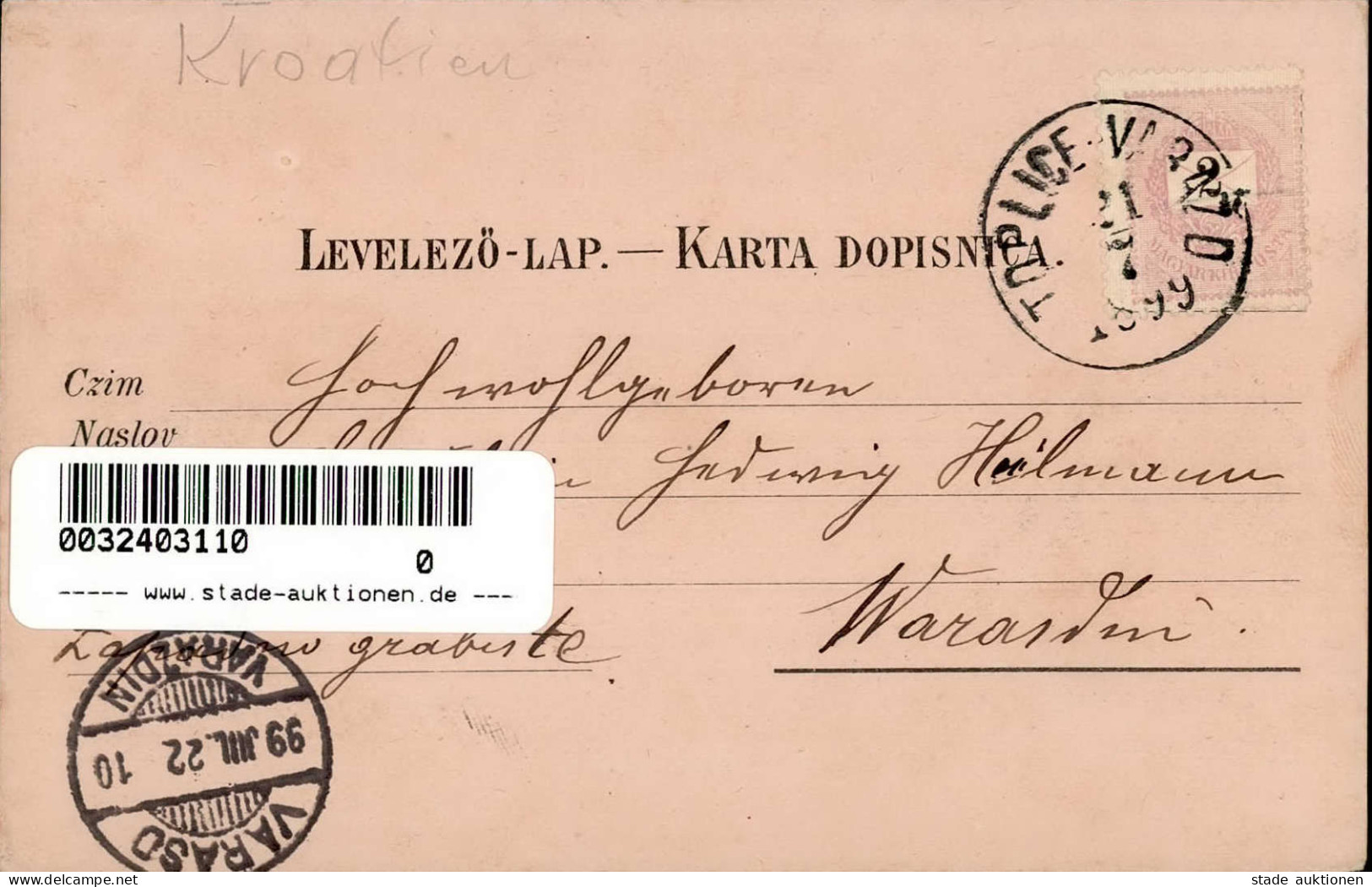 Varazdinske Toplice Handlung J. Rosenberg K. Bosnjaku 1899 I-II - Croatia