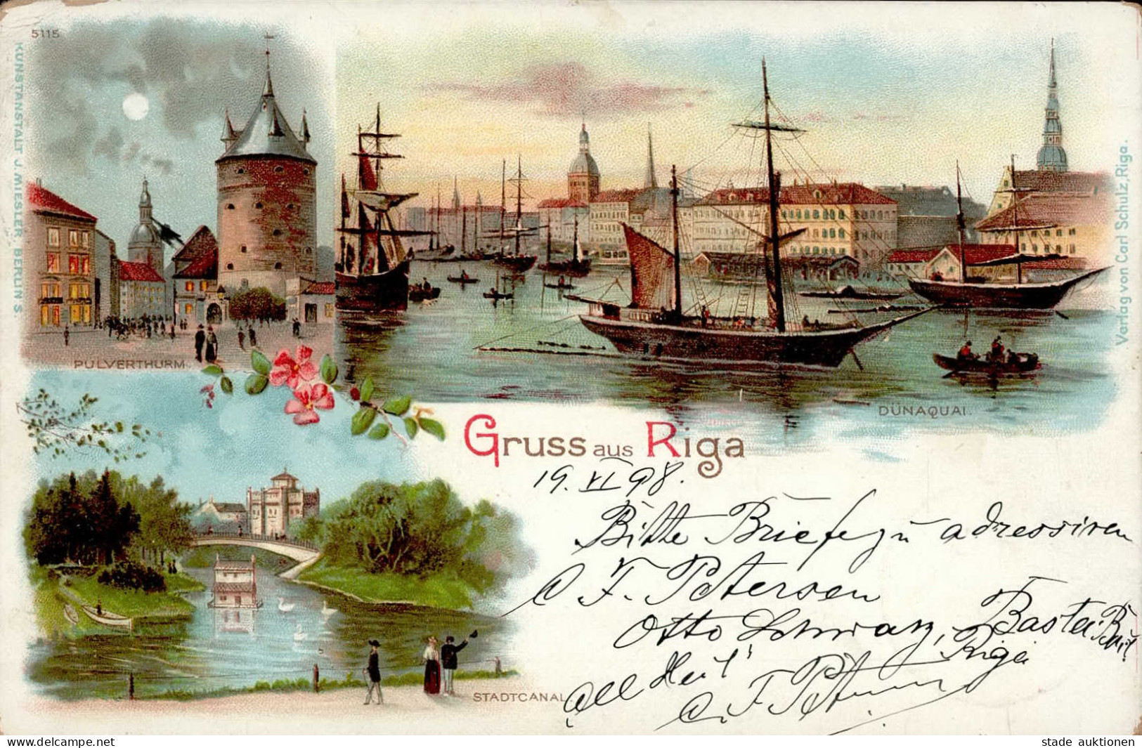 Riga (Lettland) Mondschein-Karte 1898 I-II - Latvia