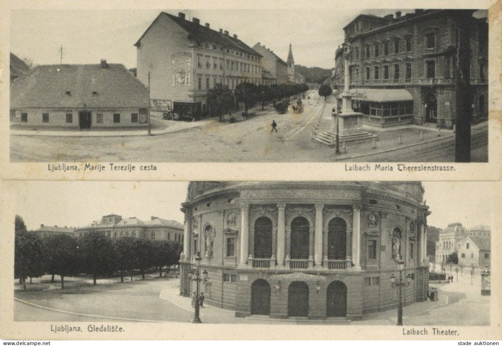 Ljubljana (Slowenien) 2 AK (6,5x18 Cm) Theresienstrasse Und Laibach-Theater II - Slowenien