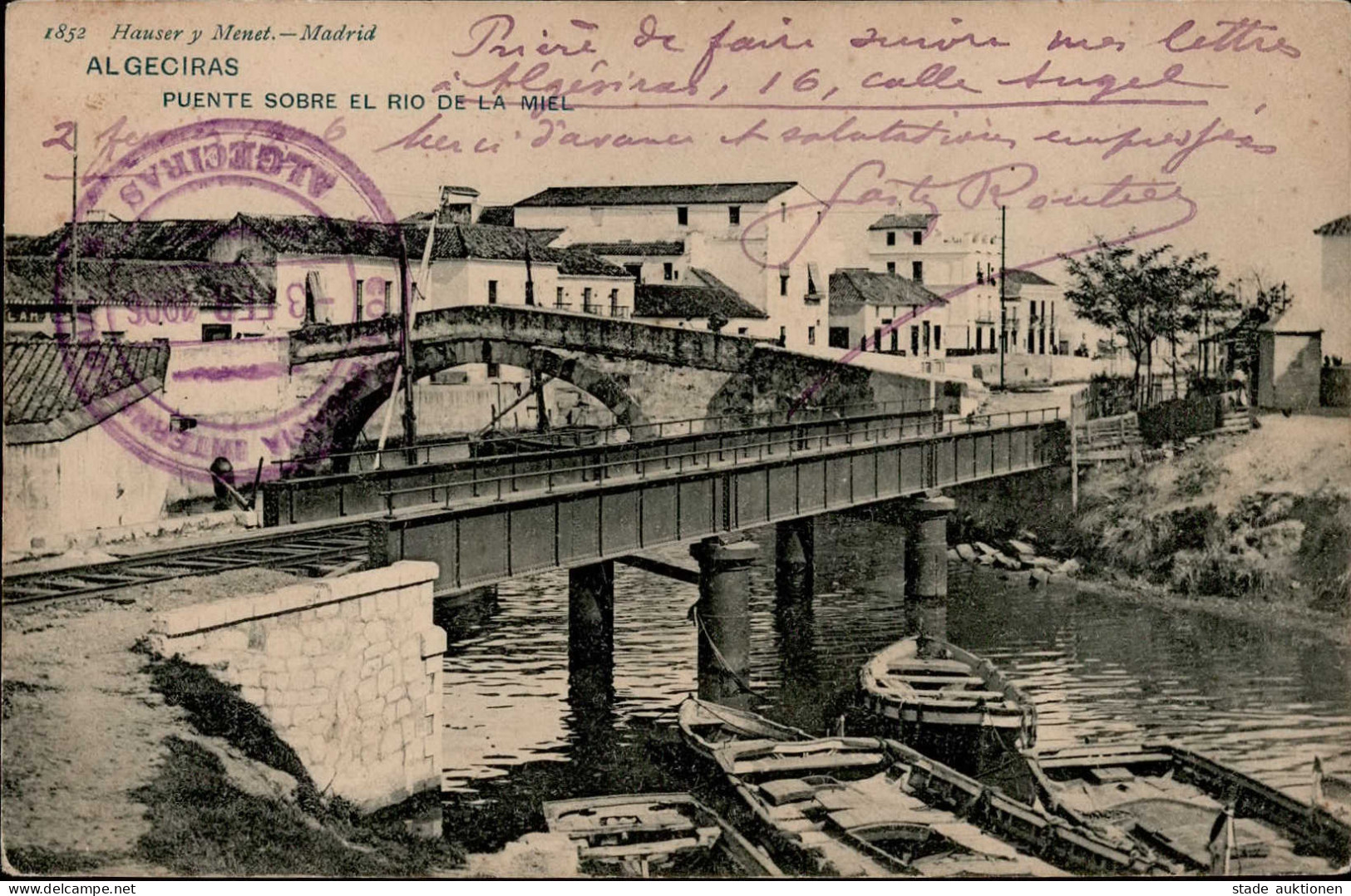 Algeciras (Spanien) Puente Sobre El Rio De La Miel Sonderstempel Der Conferencia Internacional 3. Februar 1906 I-II - Other & Unclassified