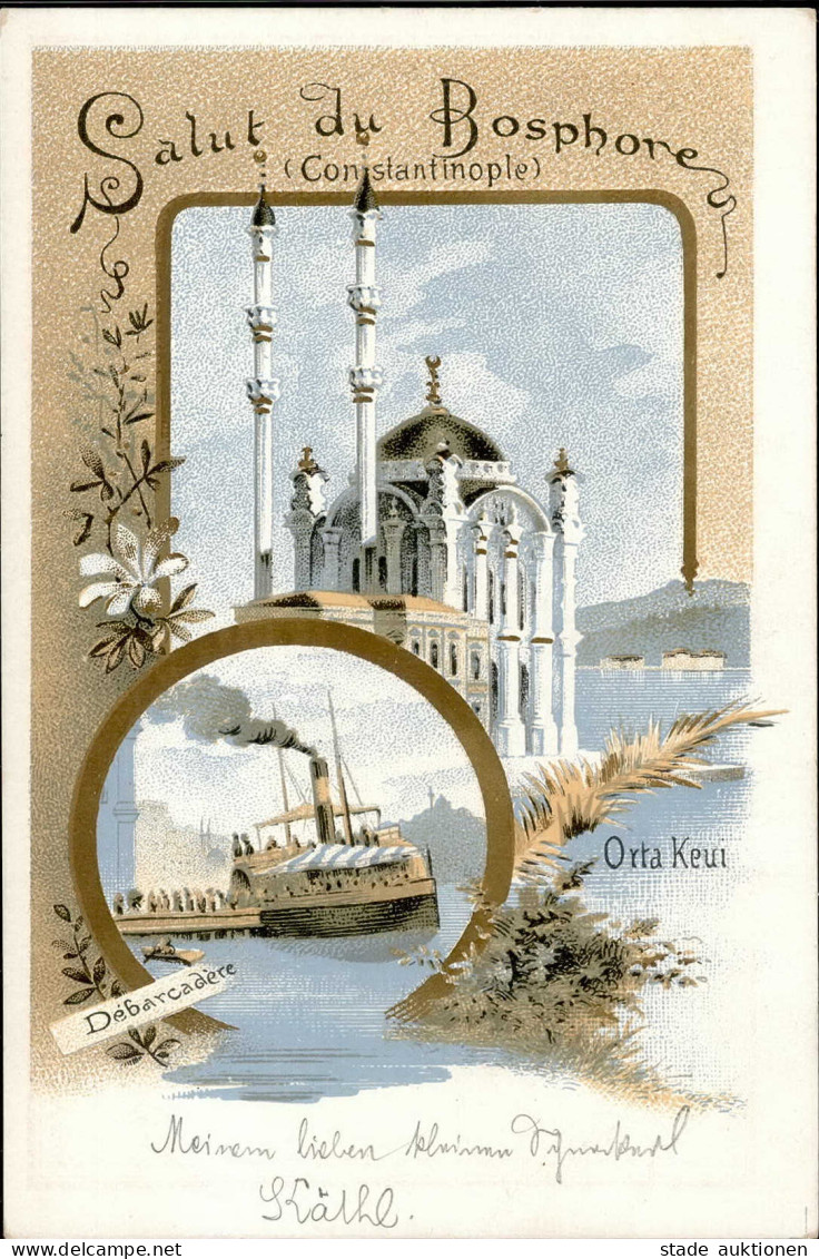 Konstantinopel (Türkei) Gruss Vom Bosporus Moschee Dampfer I-II Montagnes - Turquia