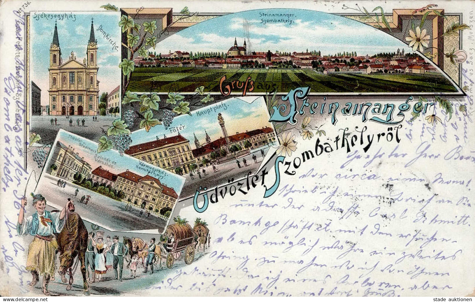 Szombathely (Ungarn) Dom Kirche Hauptplatz 1898 I-II (Ecken Abgestossen) - Hungary