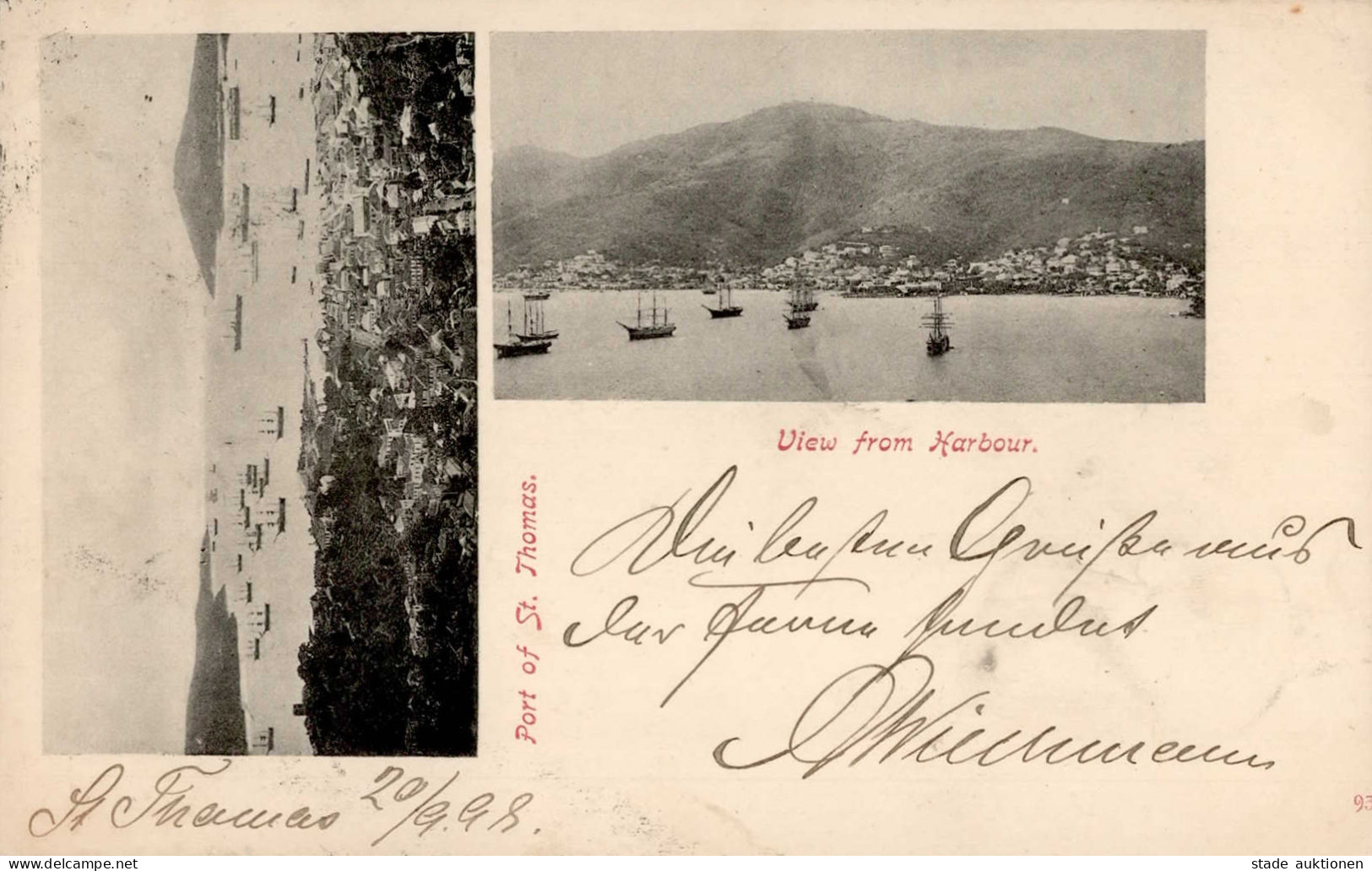 St. Thomas (Karibik) Hafen 1898 II (Stauchung, Marke Entfernt) - Sonstige & Ohne Zuordnung