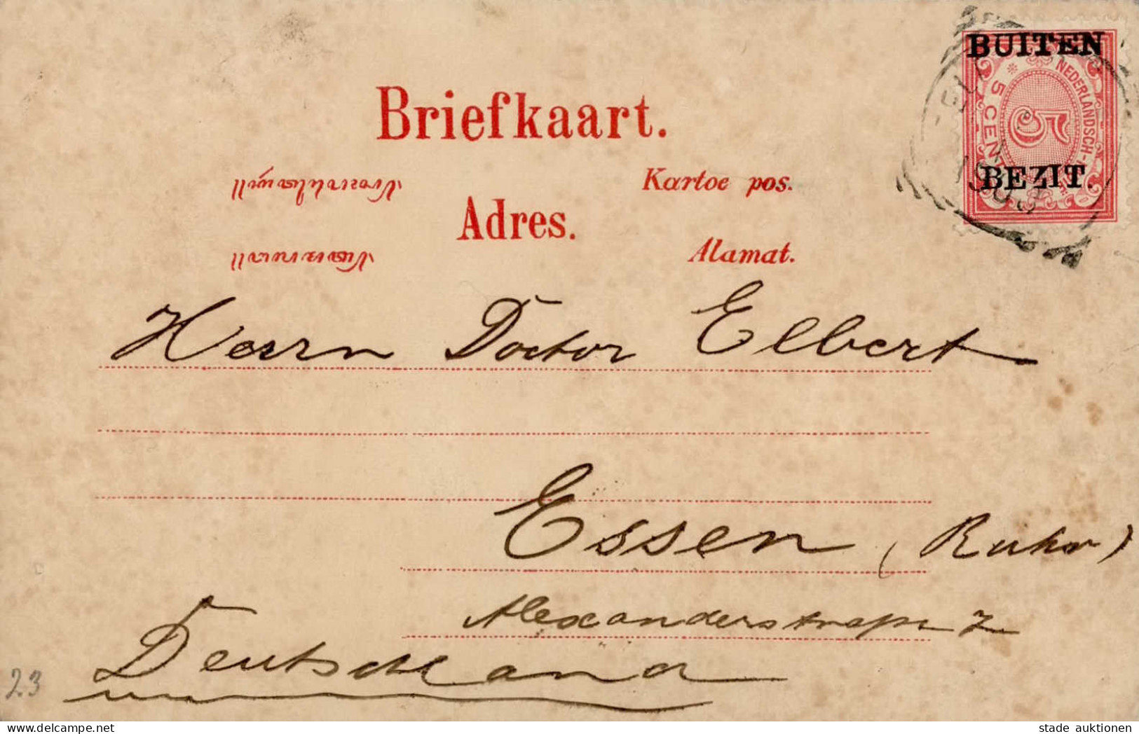 Nederlandsch-Indie (Indonesien) Hotel Der Niederlanden Gelaufen Ca. 1900 I-II - Andere & Zonder Classificatie