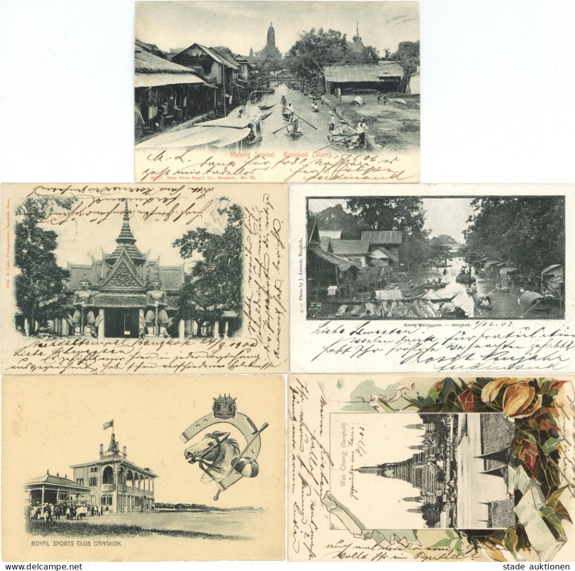 Siam (Thailand) Bangkok Lot Mit 5 Ansichtskarten Vor 1945 - Thailand