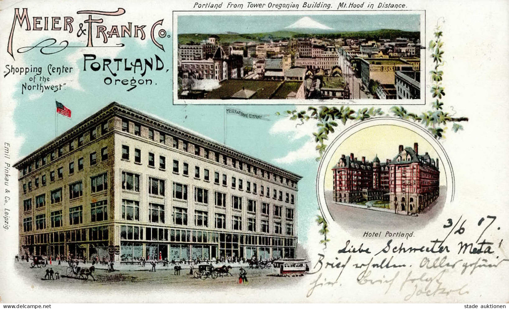 Portland Oregon (Vereinigte Staaten Von Amerika) Hotel Portland Handlung Meier & Frank Co. 1907 I-II - Sonstige & Ohne Zuordnung