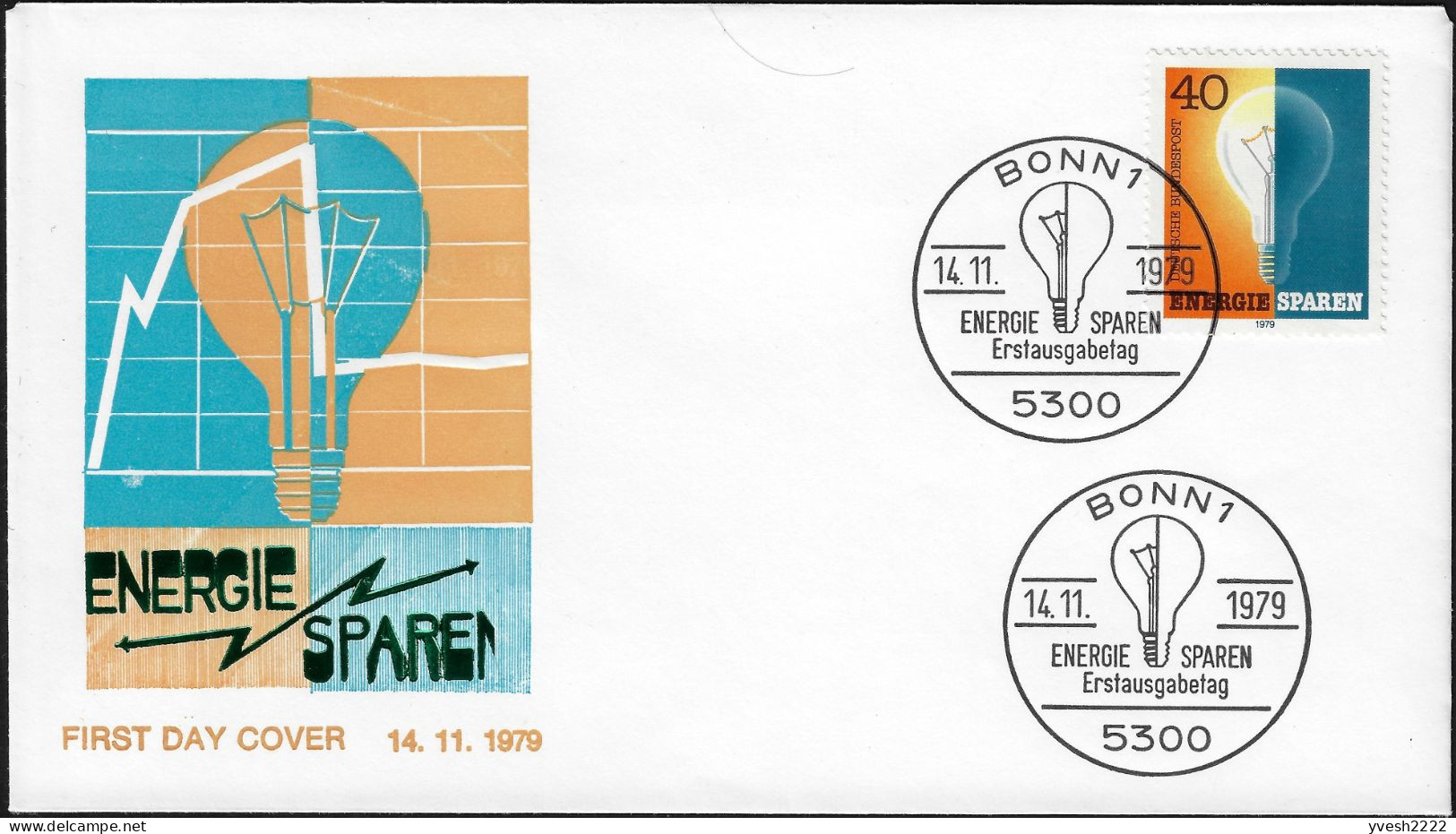 Allemagne 1979 Y&T 880 Sur FDC. Économies D'énergie, Ampoule - Electricity