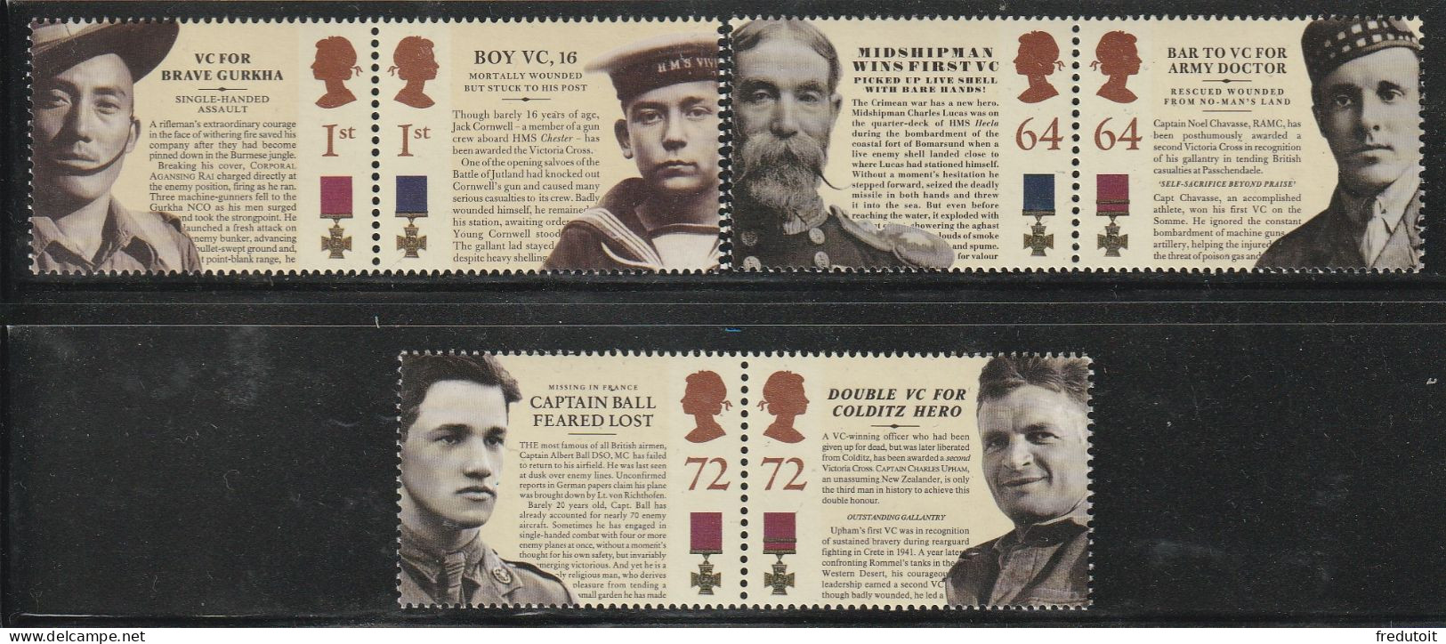 GRANDE BRETAGNE - N°2794/9 ** (2006) 150e Anniversaire De La Victoria Cross - Unused Stamps