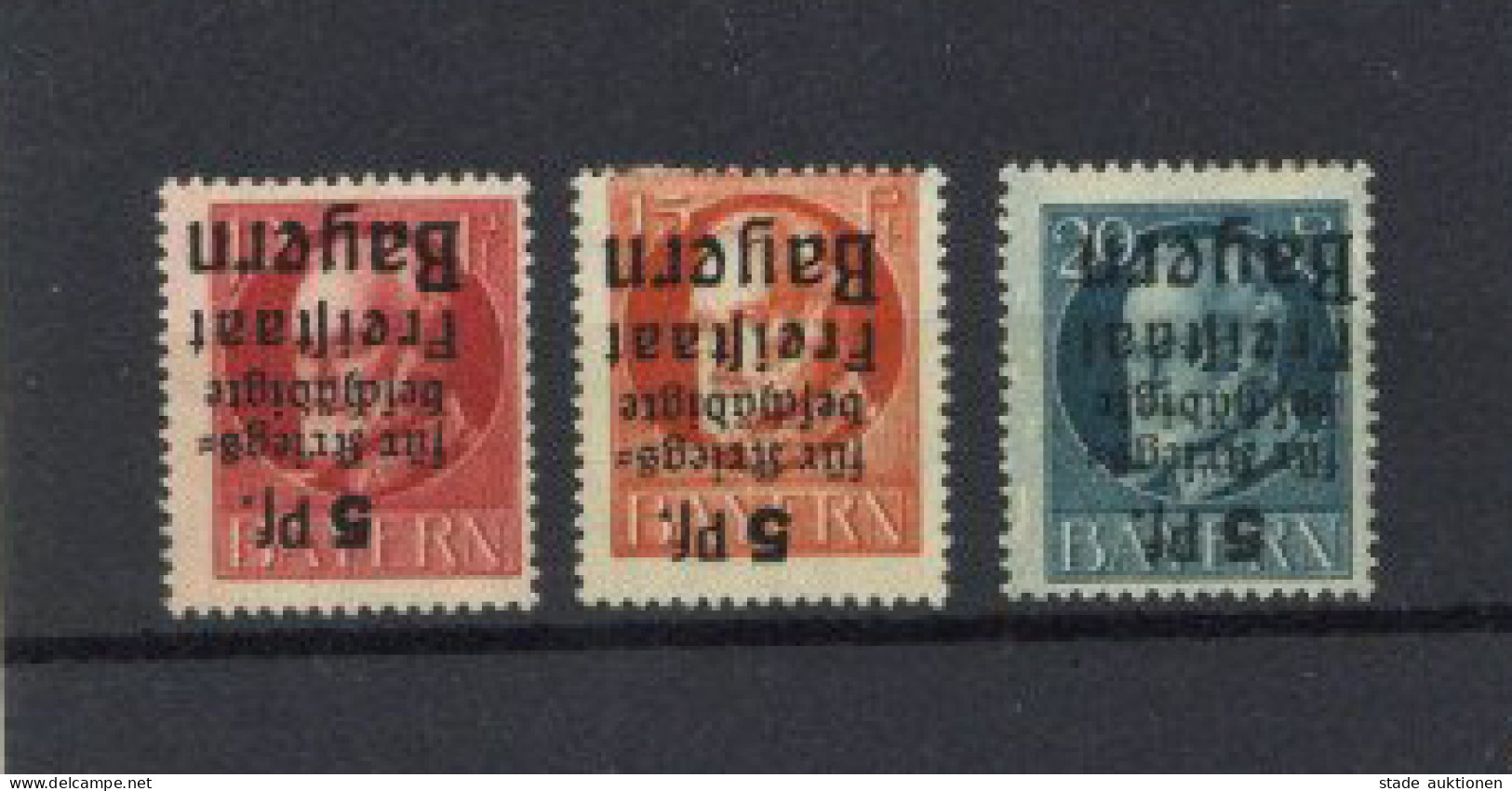 Altdeutschland Bayern Kriegsbeschädigte 1919 Kpl. Mit Kopfstehendem Aufdruck Ungebraucht* Mit Garantie-bzw. Echtheitszer - Otros & Sin Clasificación