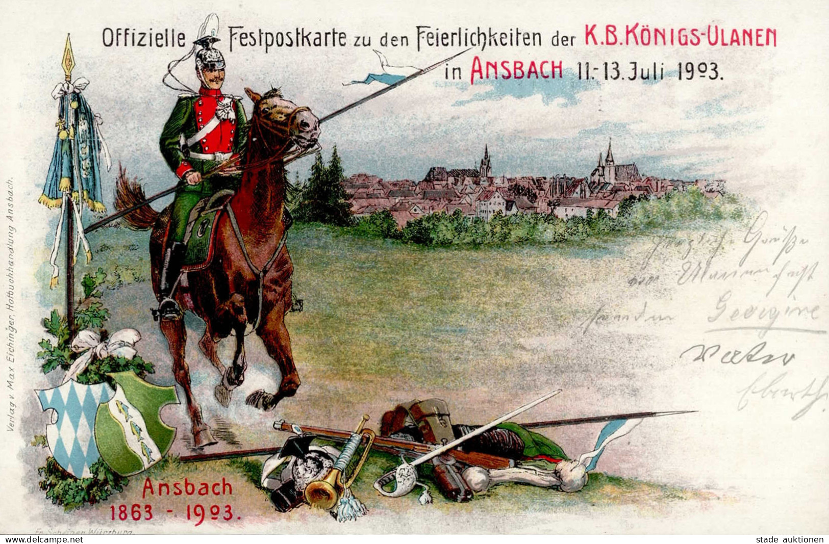 Bayern-GSK Ansbach Festpostkarte K.B. Königs-Ulanen-Regiment 1903 I-II - Other & Unclassified