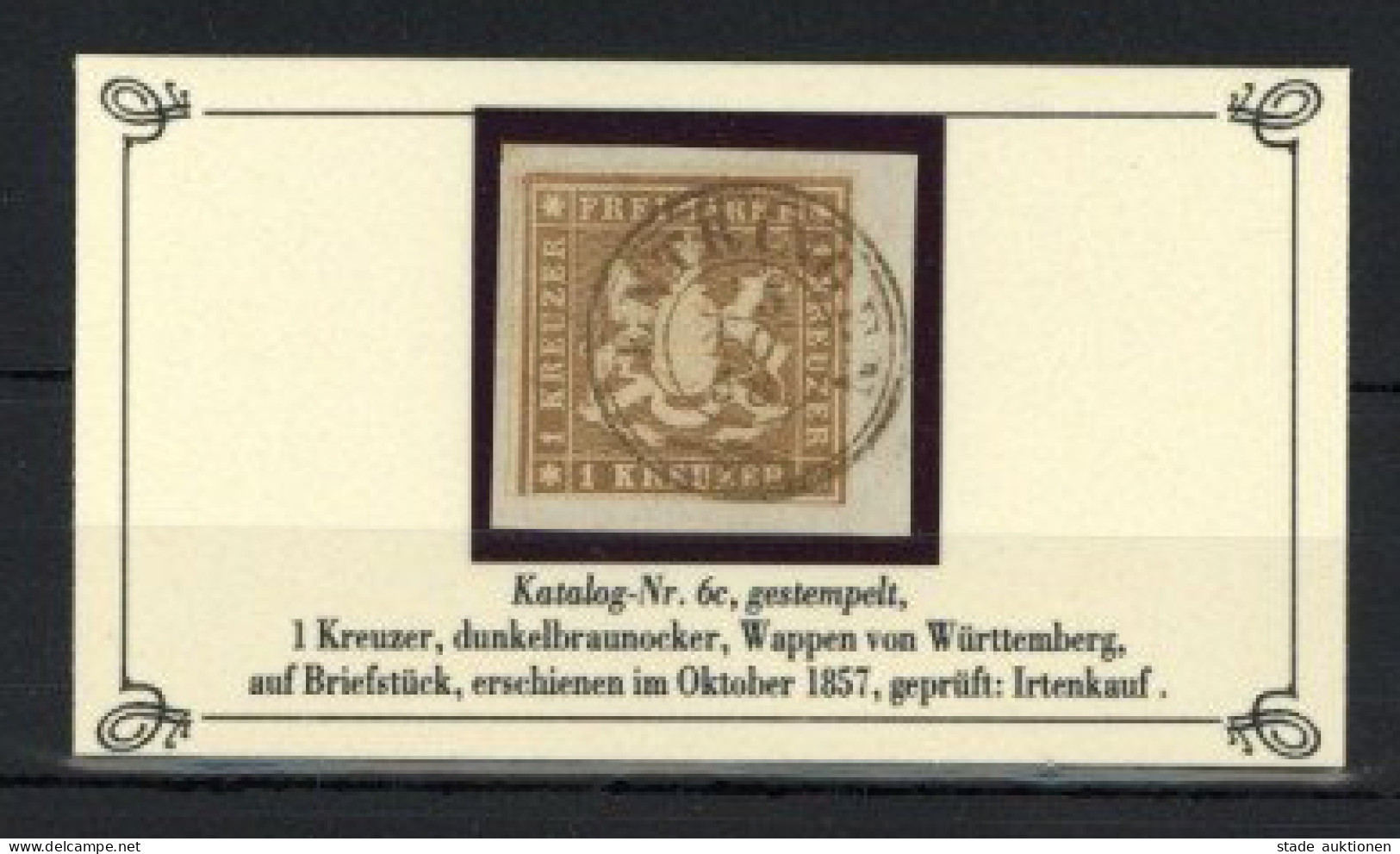 Altdeutschland Württemberg 1 Kreuzer Wappen Auf Briefstück Geprüft Irtenkauf BPP - Other & Unclassified