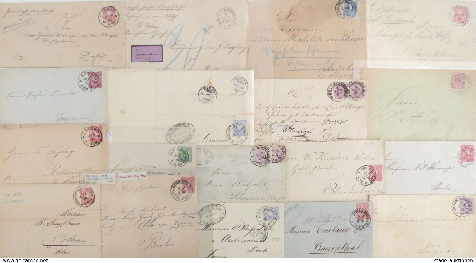 Deutsches Reich Sammlung Klaucke-Stempel (18 Belege), Meist DR Pfennig"-Frankaturen" - Other & Unclassified