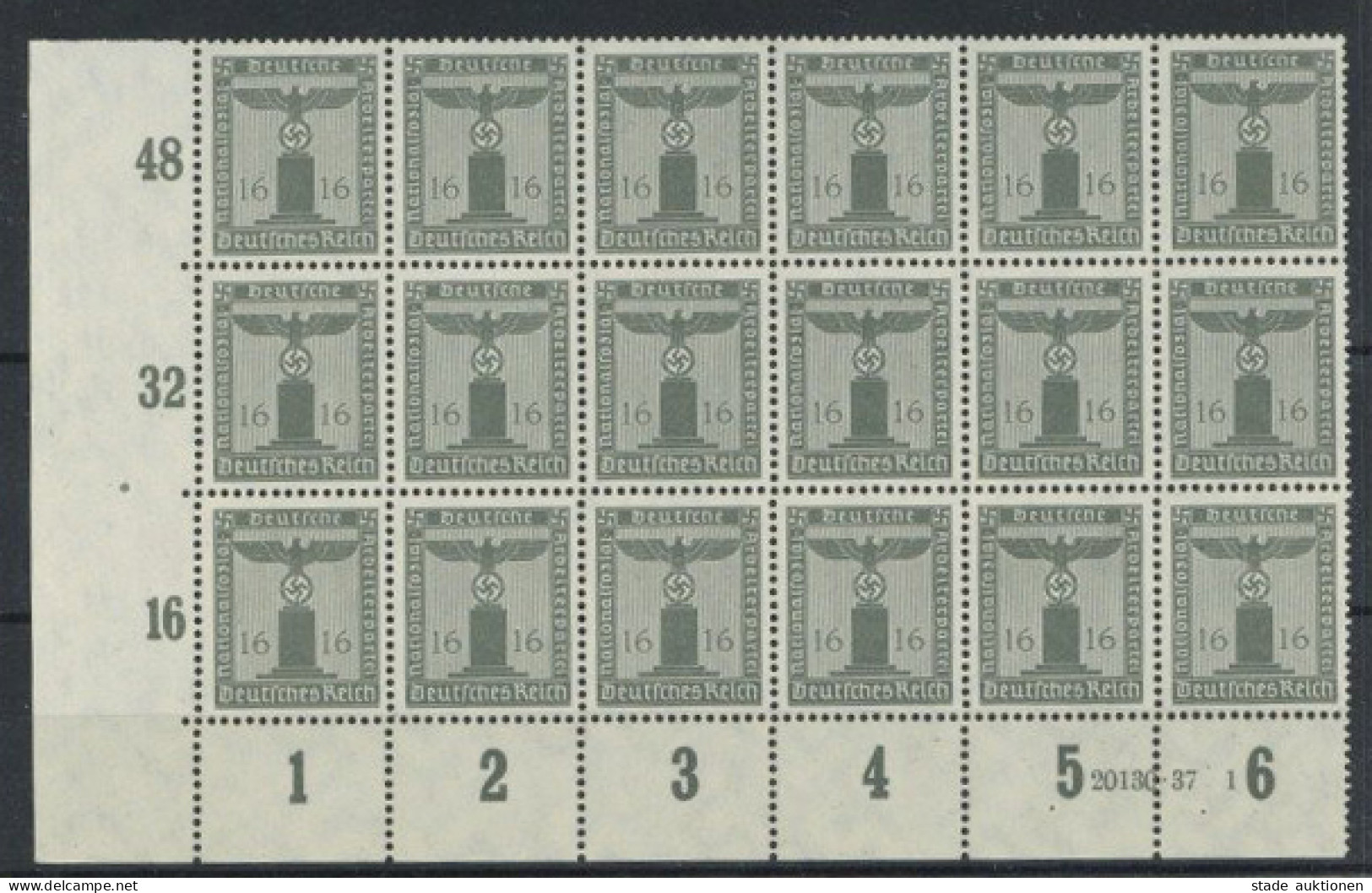 3. Reich Parteidienstmarke 16 Pf M. Wz. 18er Einheit Mit HAN - Other & Unclassified