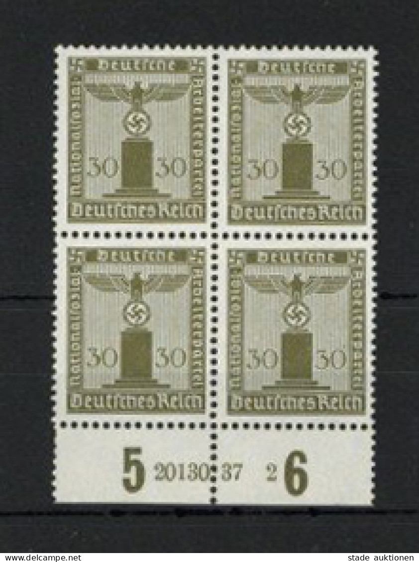 3. Reich Parteidienstmarke 30 Pf M. Wz. 18er Einheit Mit HAN, Unterrand Angetrennt - Other & Unclassified